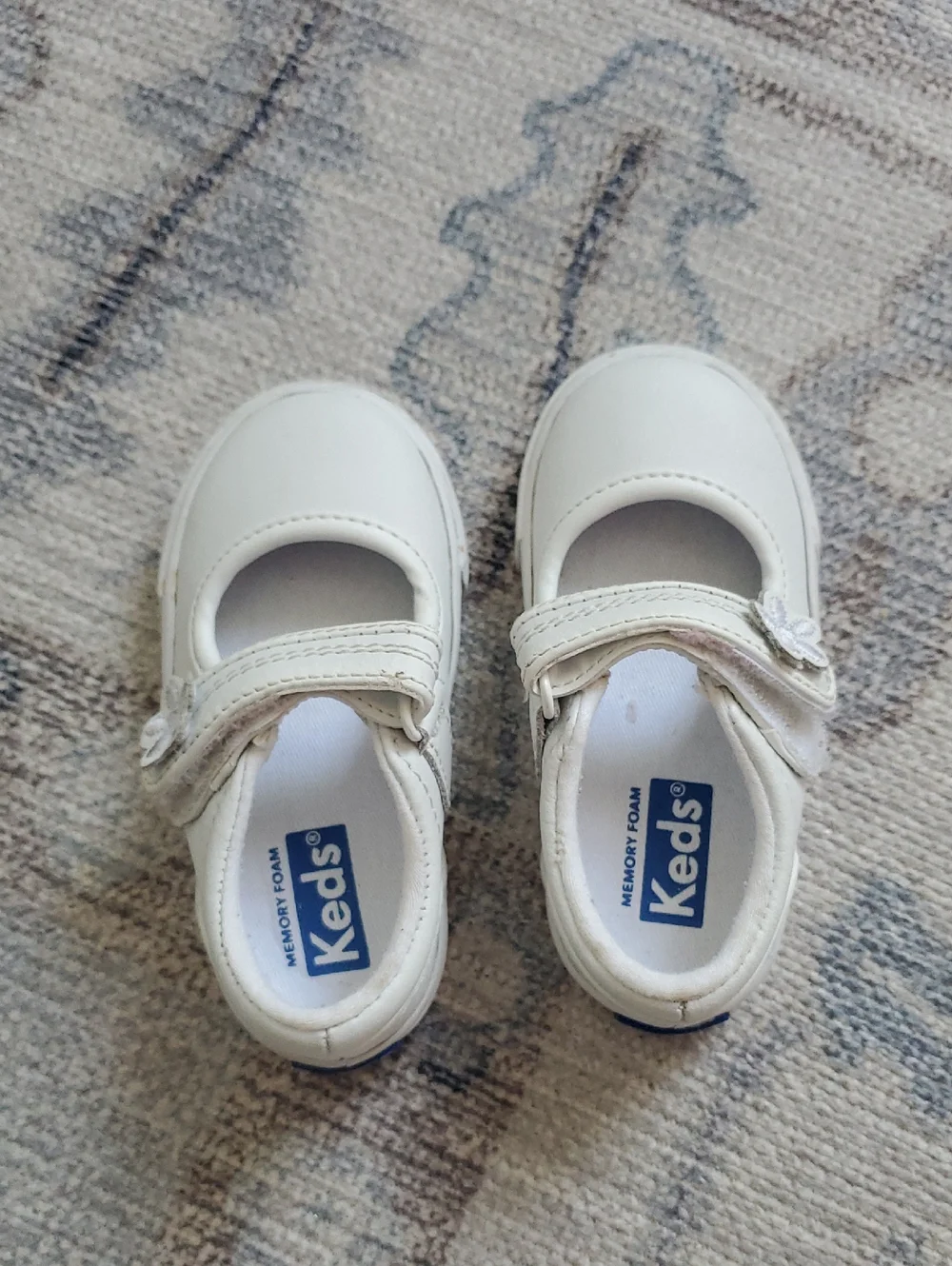 Keds Baby Girls Mary Jane Ella White Leather Sneakers Sz5